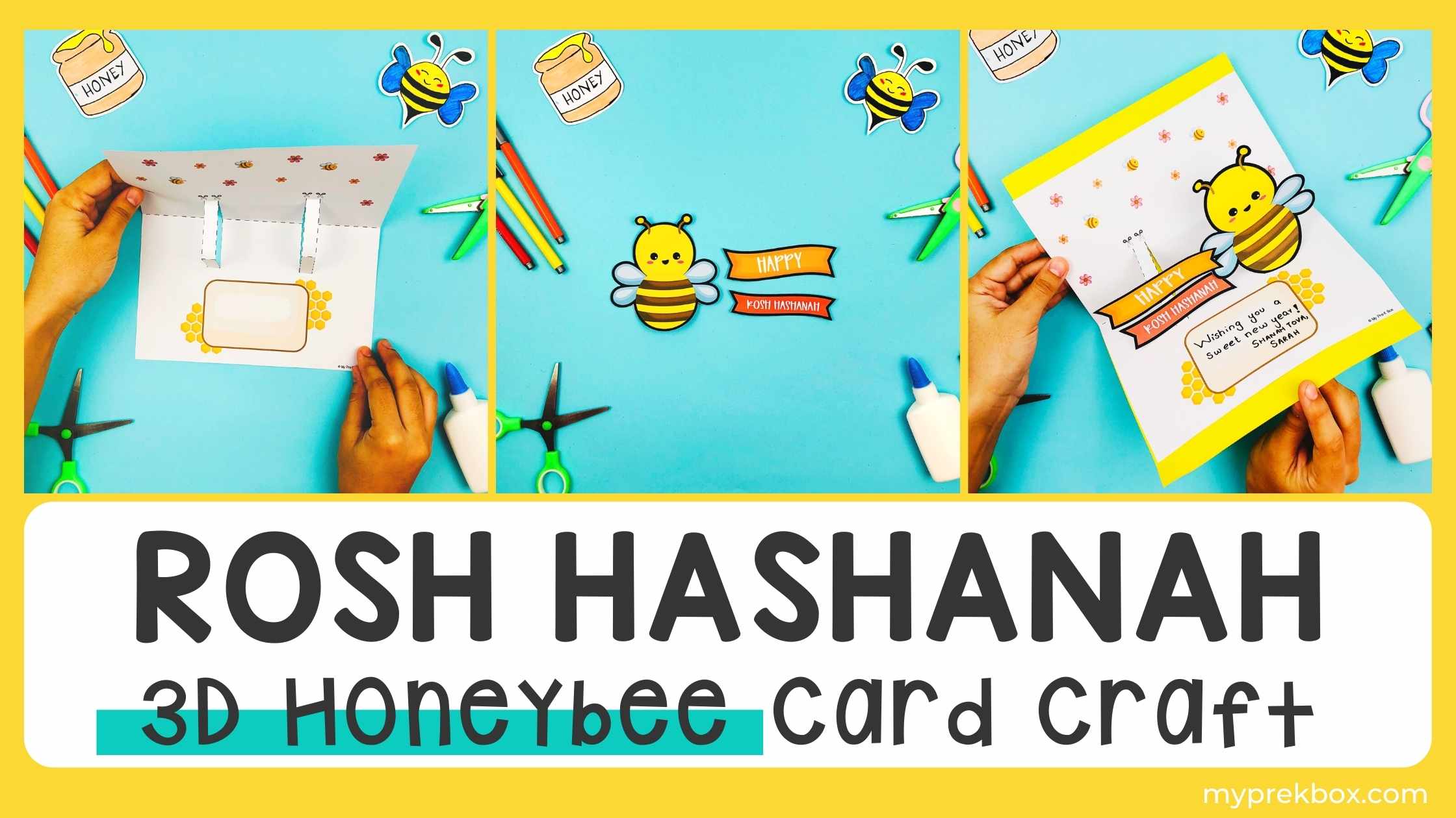 Rosh Hashanah 3D Honeybee Card Craft