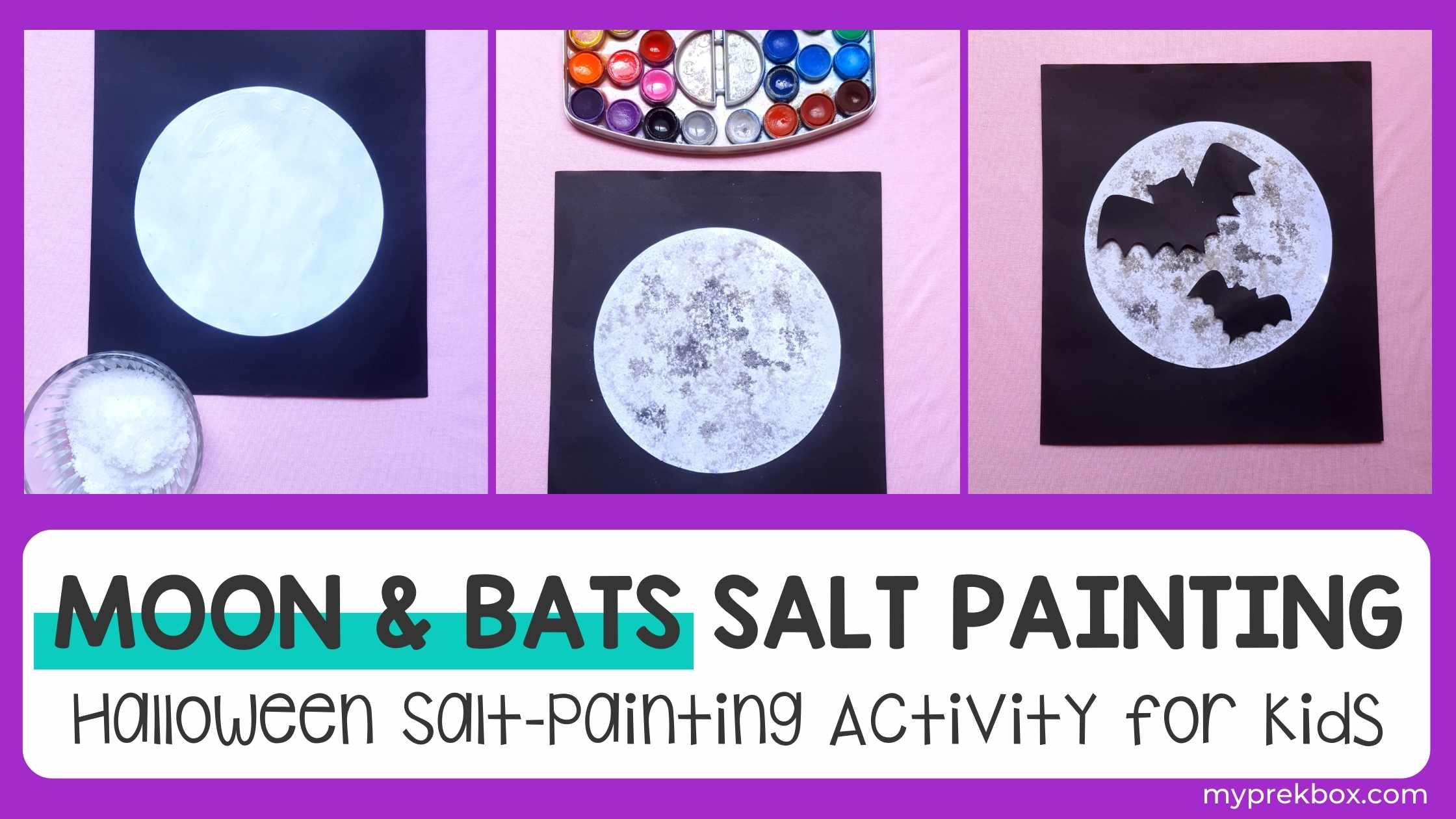 Moon and Bats Salt Painting