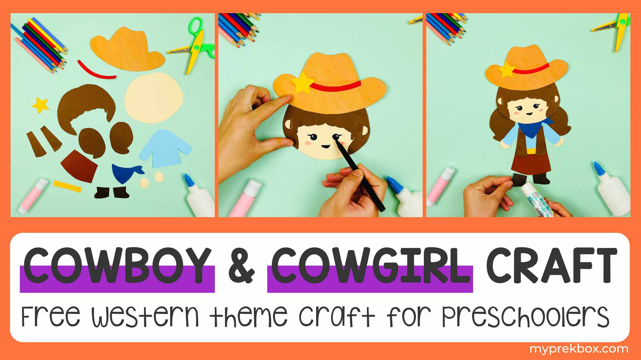 Free Cowboy and Cowgirl Craft: Western Themed Craft for Kids