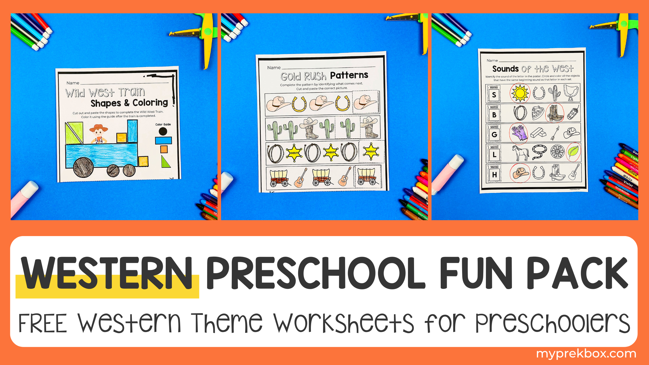Free Western-theme Worksheets for Preschoolers