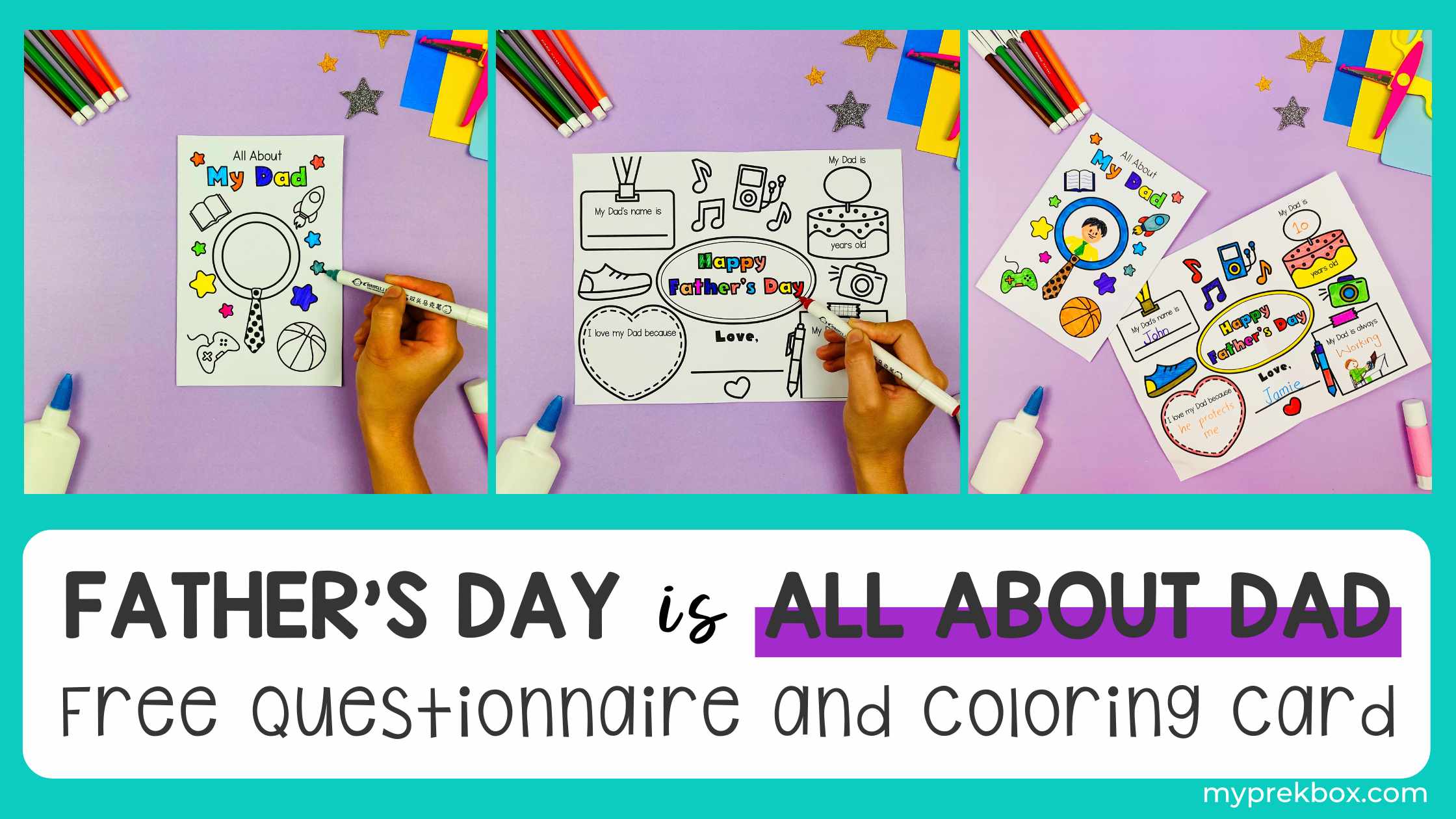All About Dad Questionnaire Coloring Card: A Perfect Father’s Day Gift!