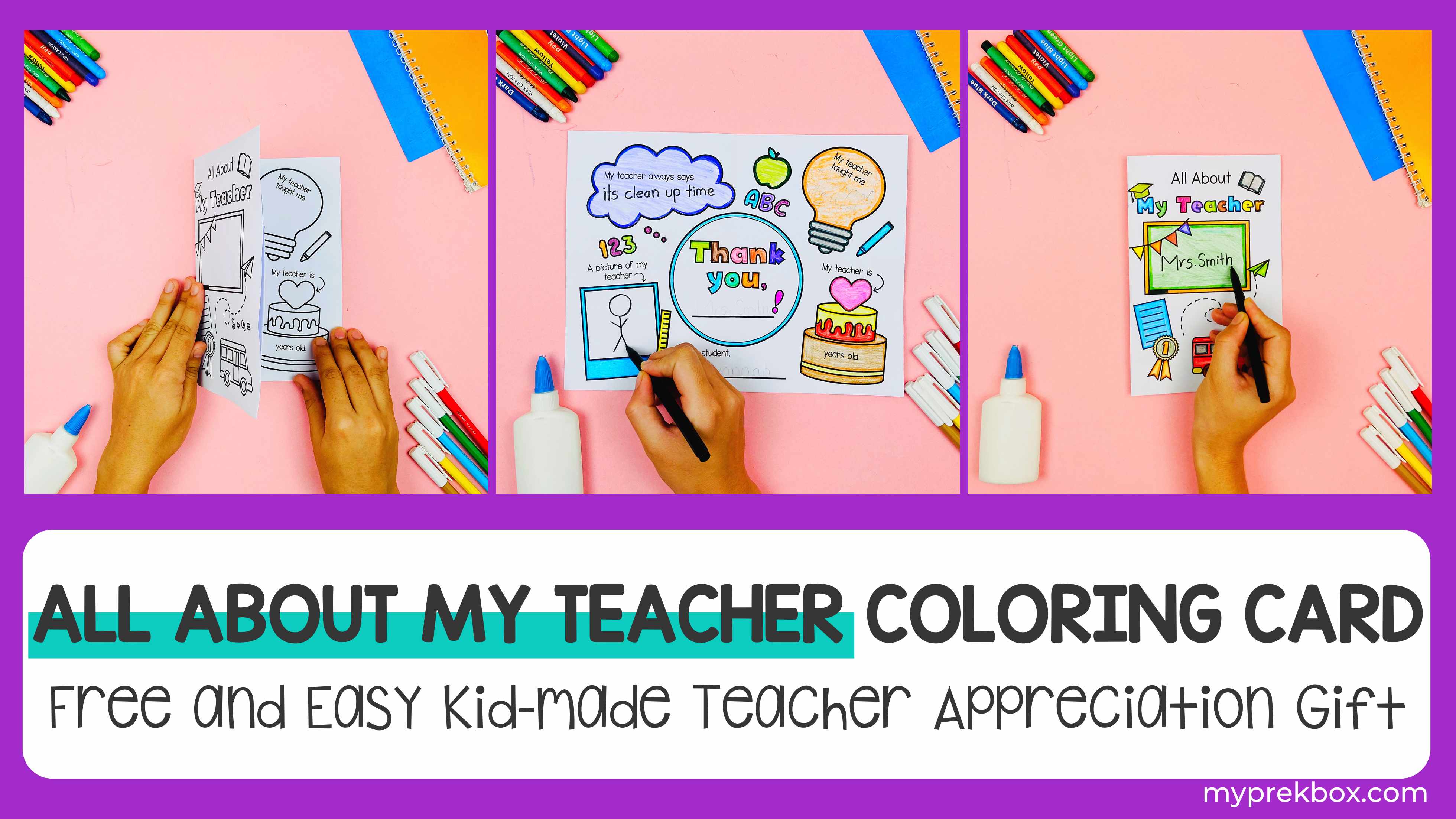 All About Teacher Coloring Card