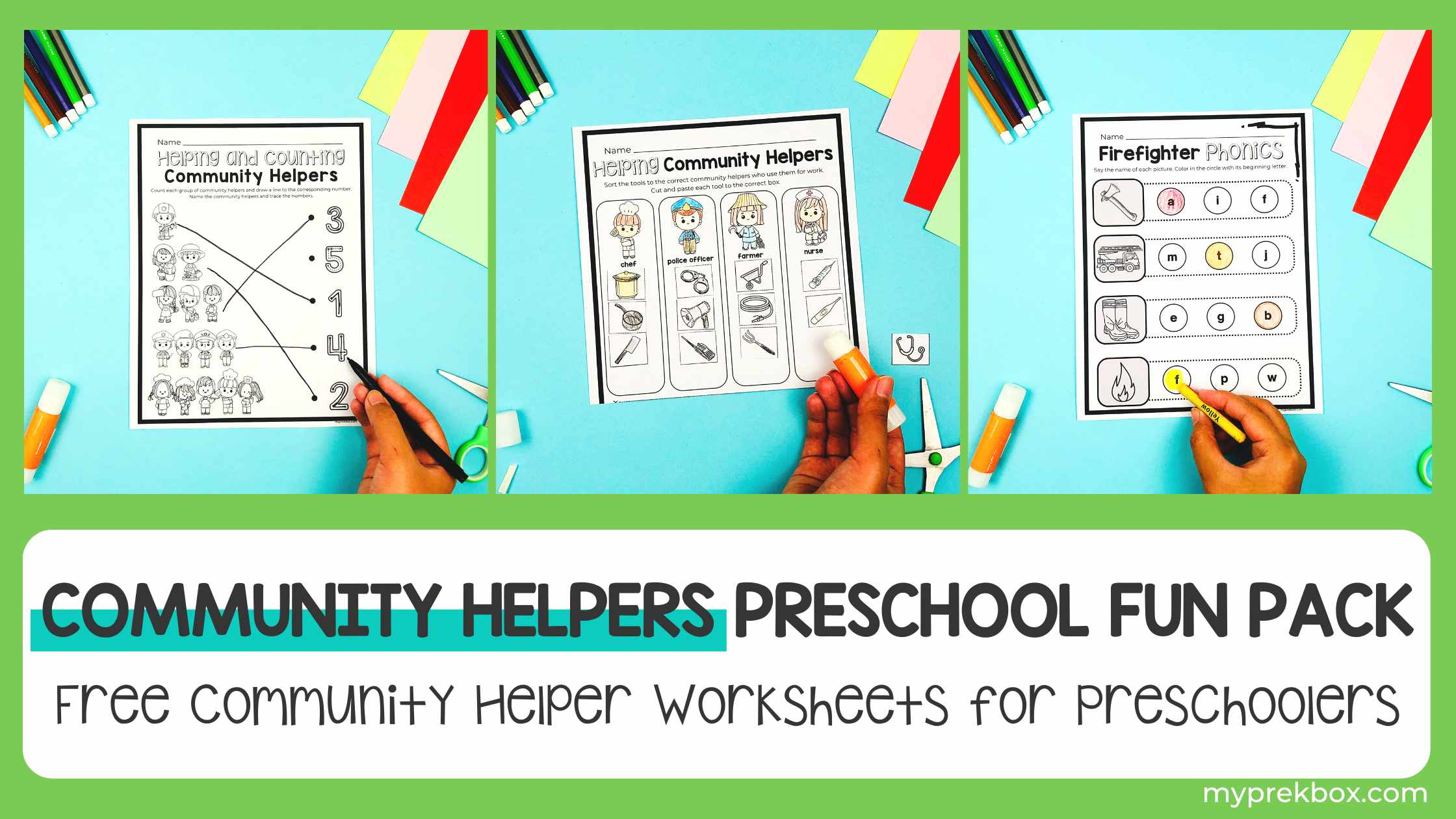Community Helpers Preschool Fun Pack: Free Community Helper Worksheets for Preschoolers  