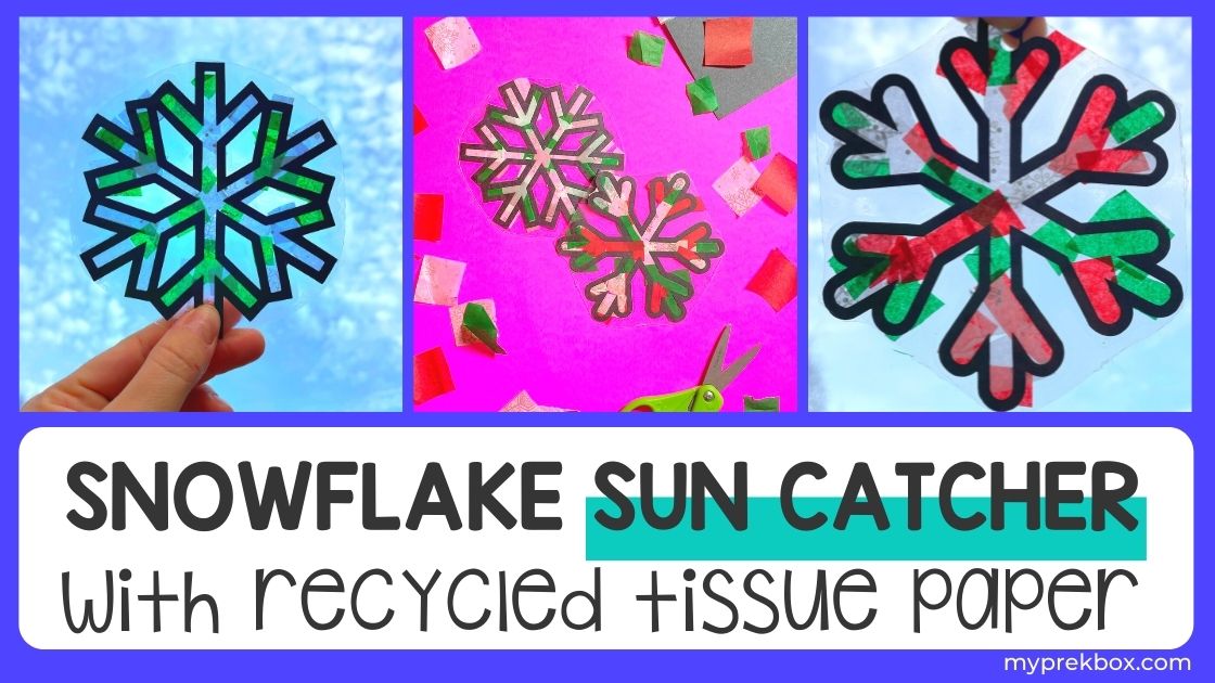 Snowflake Sun Catcher with Recycled Tissue Paper