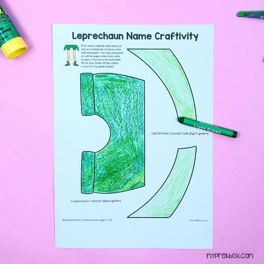 leprechaun leg name craft finished coloring