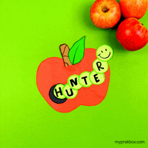 apple theme name craft for preschoolers