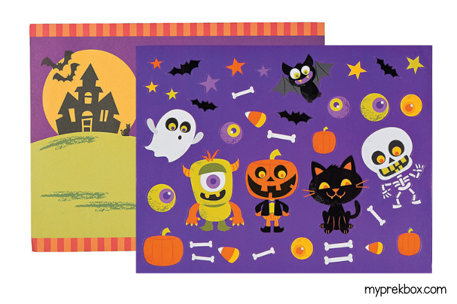 Halloween-themed sticker activity for kids