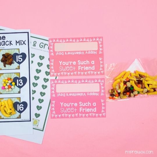valentines day snack mix label cut out