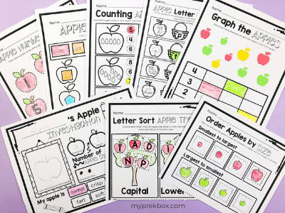 apple themed preschool worksheets