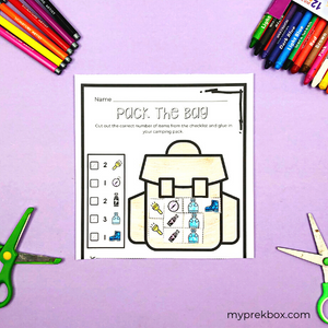 cut and paste pack the bag activity
