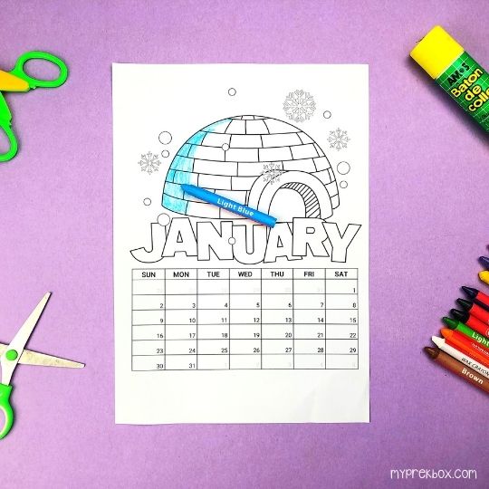 coloring calendar beginning coloring
