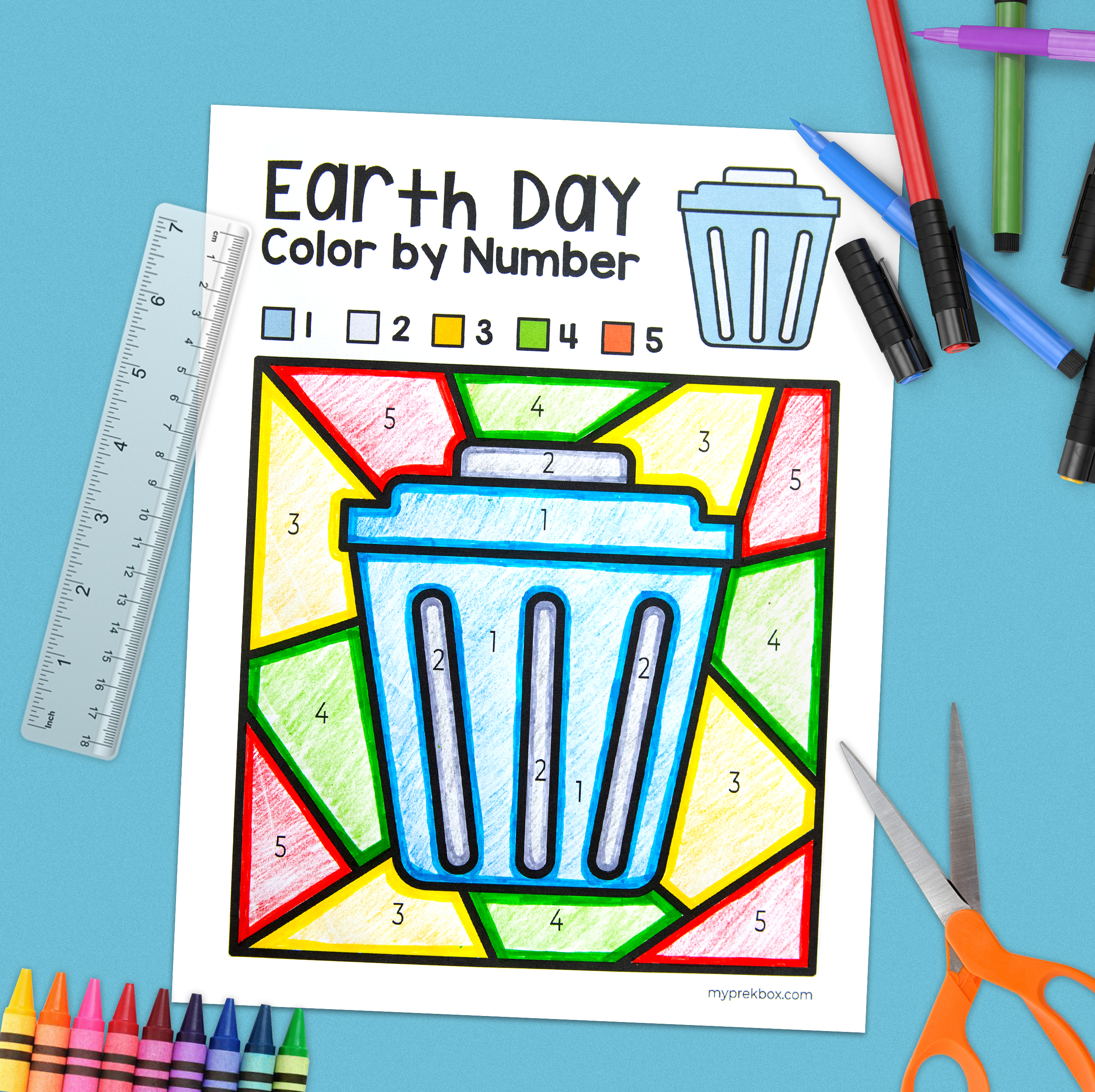 color by number on earth day