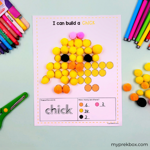 chick pom pom mat preschool activity