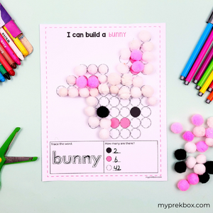 easter bunny pom pom mat preschool activity