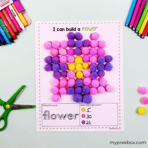 flower pom pom mat preschool activity
