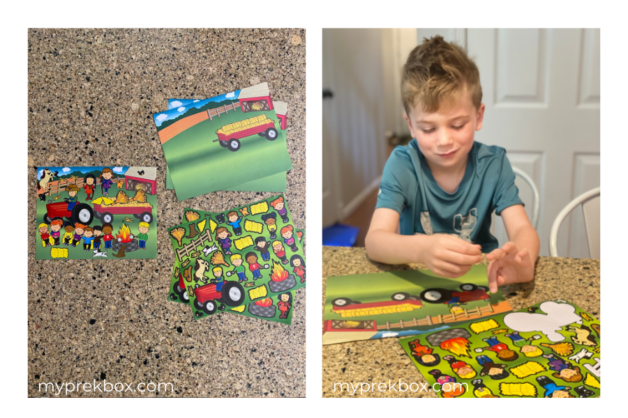 My Pre-K Box Harvest Scene Sticker Activity-Preschool Fine Motor Activity