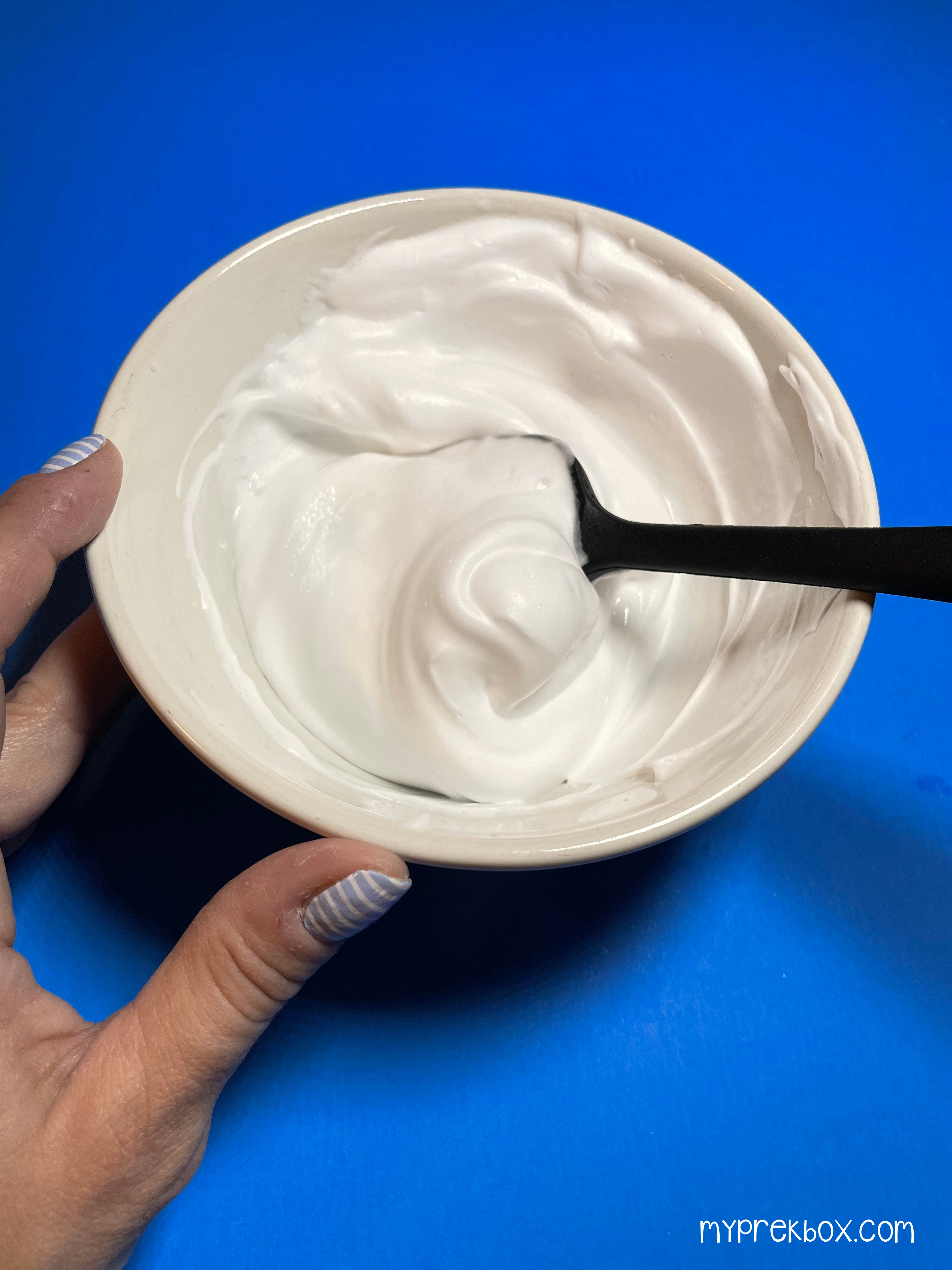 glue and shaving cream mixture