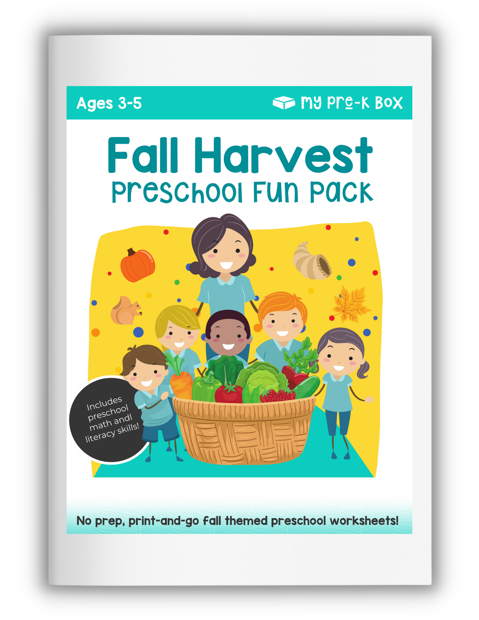 Free harvest themed preschool worksheets