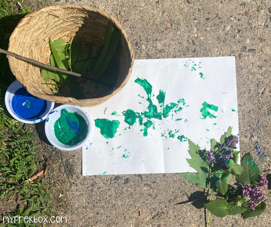 painted leaf prints - nature art - art with leaves