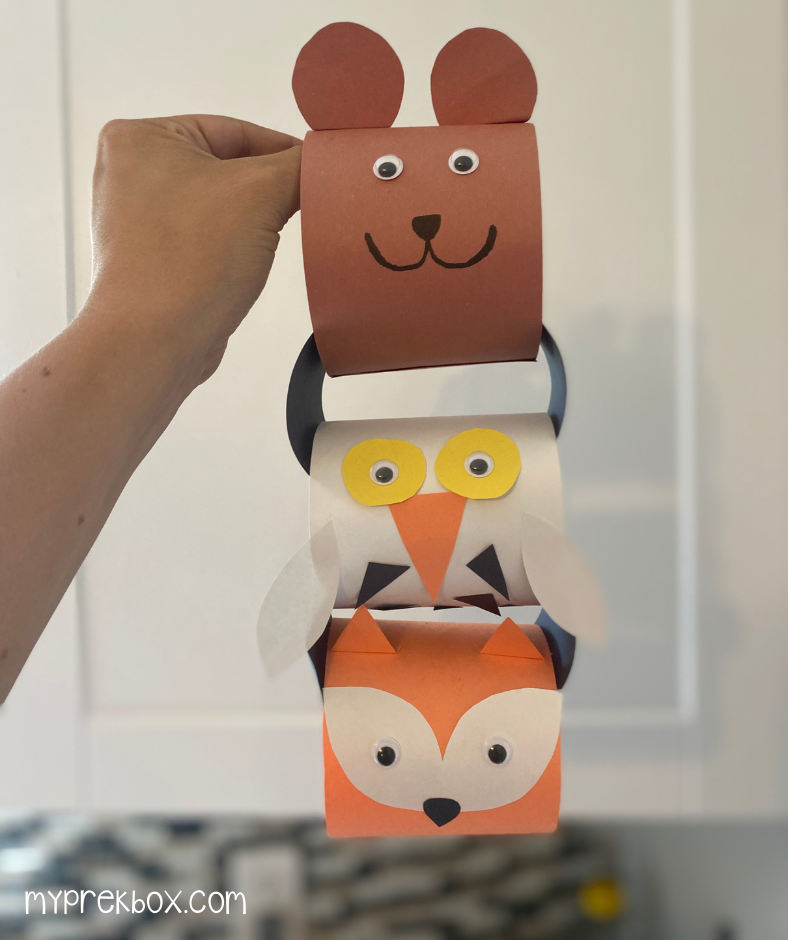 woodland animals craft - owl, fox, bear craft - art for preschoolers