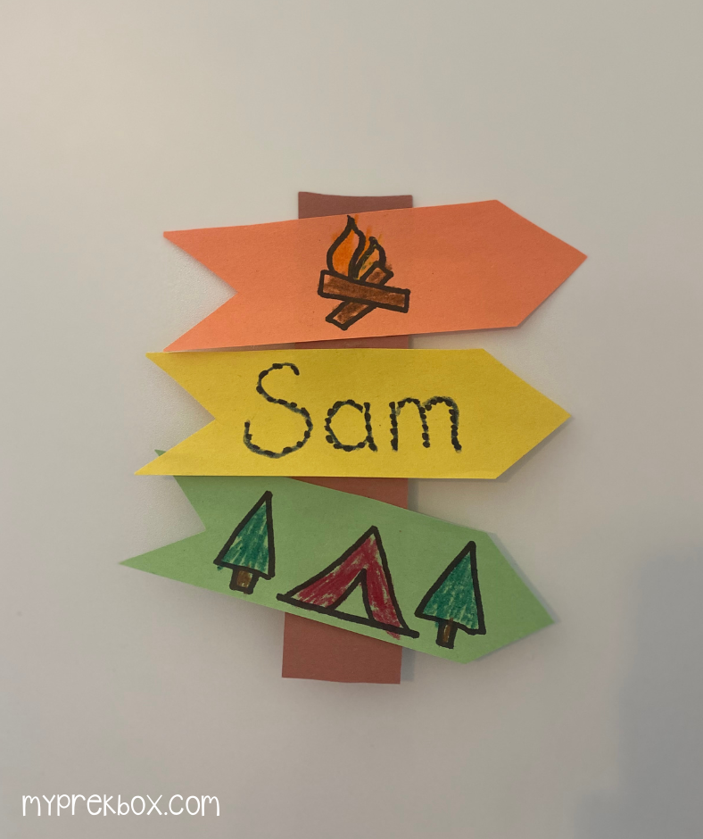 camping craft - preschool crafts - trail sign craft