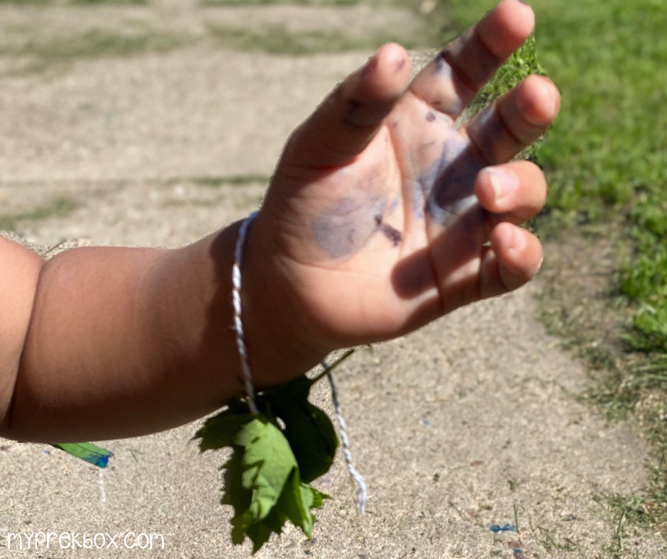 nature crafts for kids - leaf bracelet - creative art ideas for preschoolers