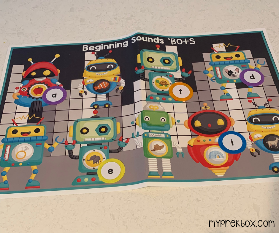 beginning letter sounds activity - preschool robot game