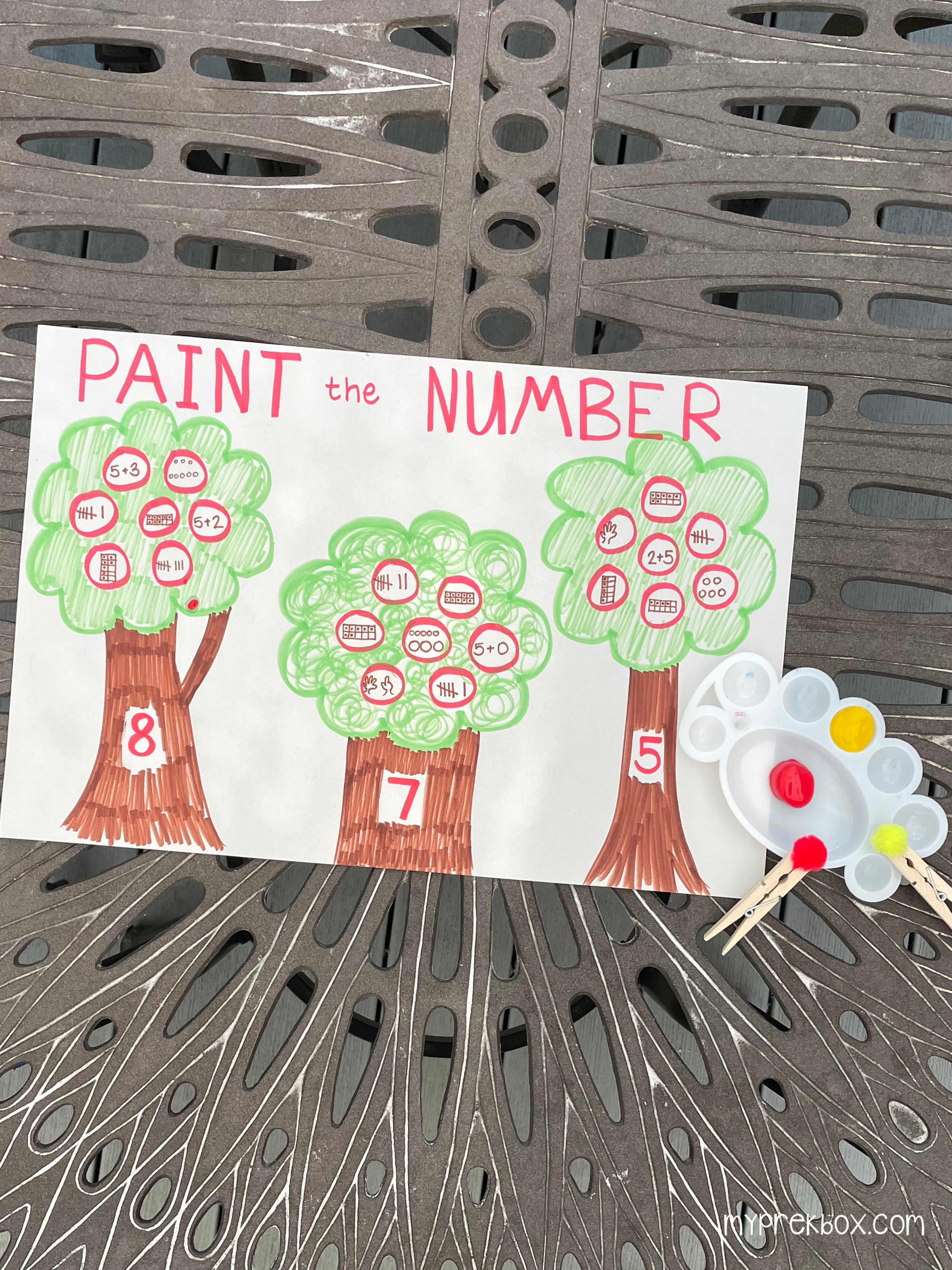pre painted trees with numbers
