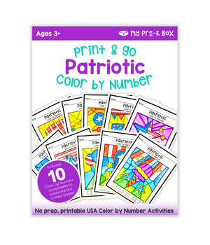 Patriotic Color By Number for pre schooler