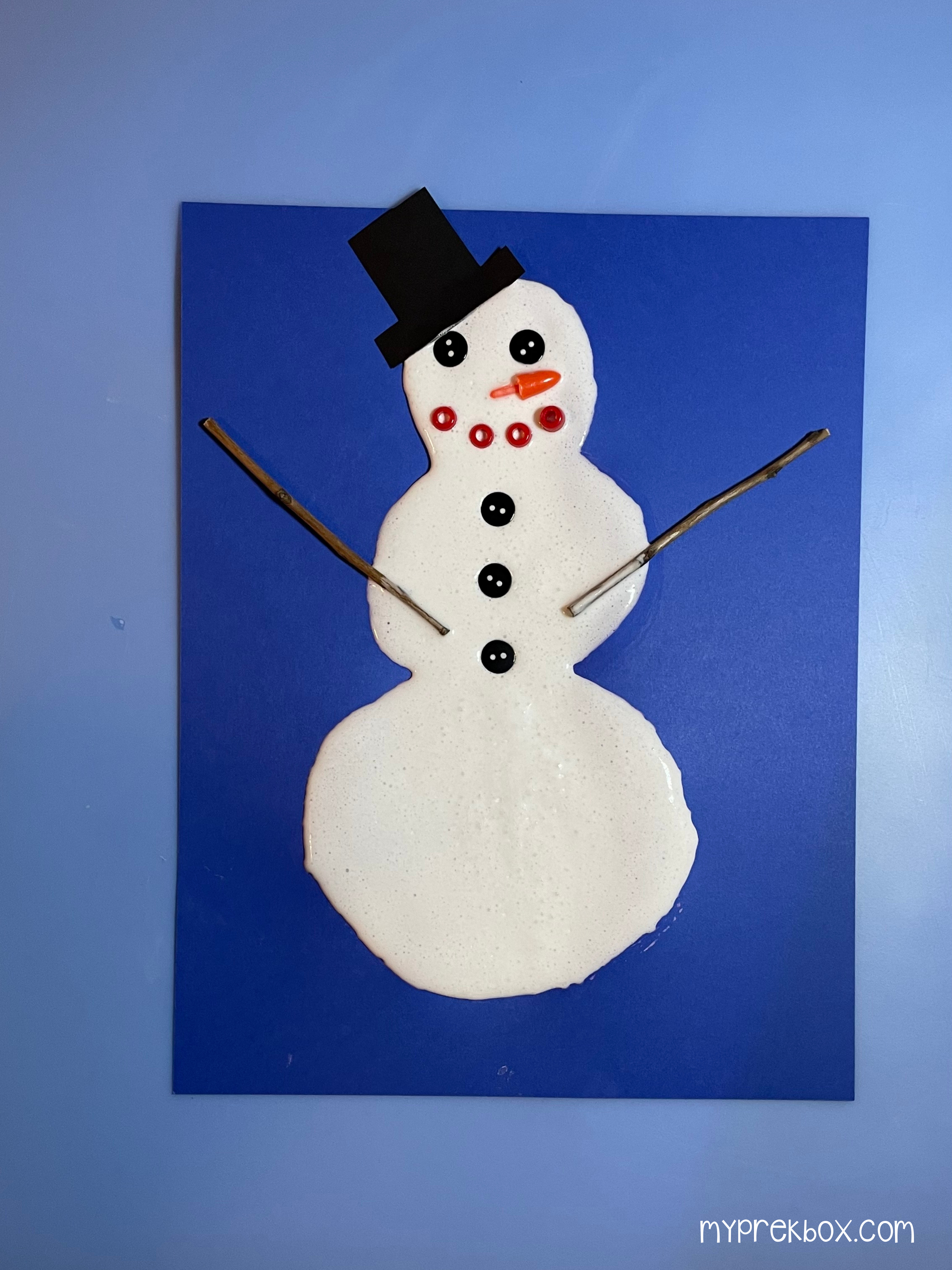 completed snowman with puff paint