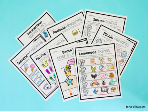 free summer theme worksheets for kids