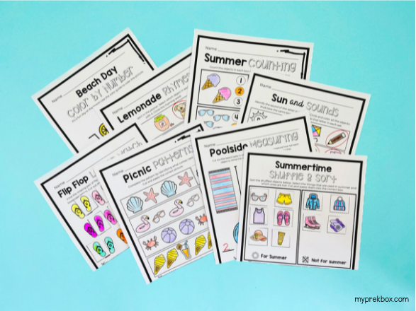 free summer themed worksheets for kids