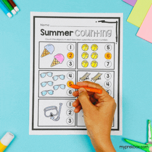 summer theme counting worksheet for kids 