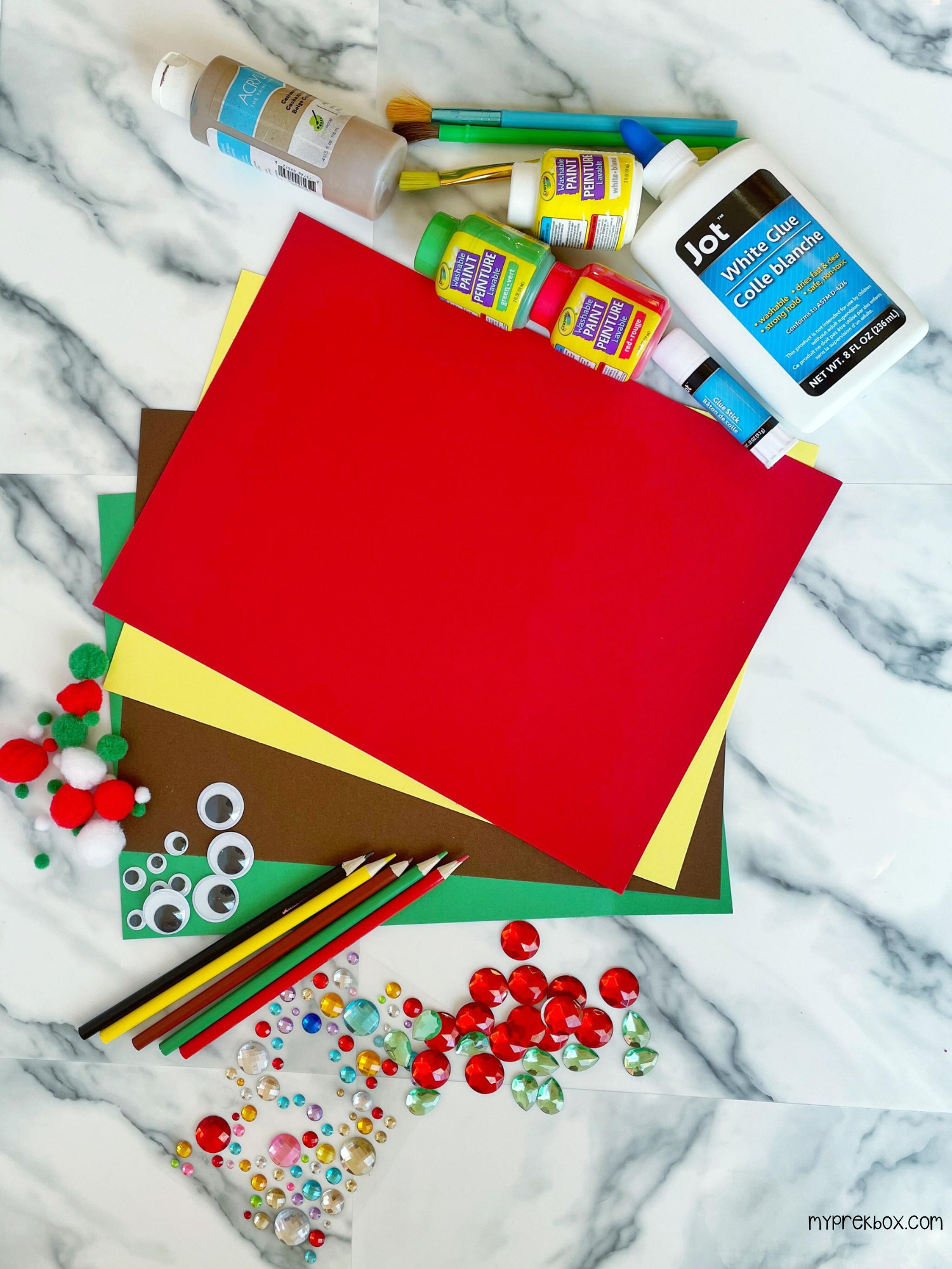 Supplies for Christmas Cards Made by Kids