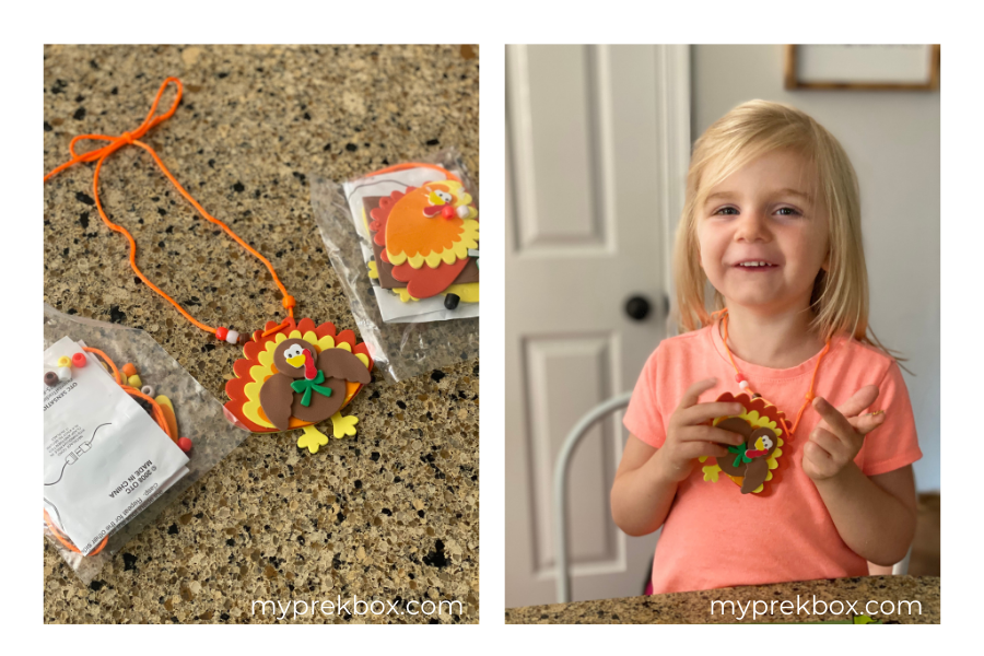 My Pre-K Box Turkey Necklace Fall Themed Preschool Craft