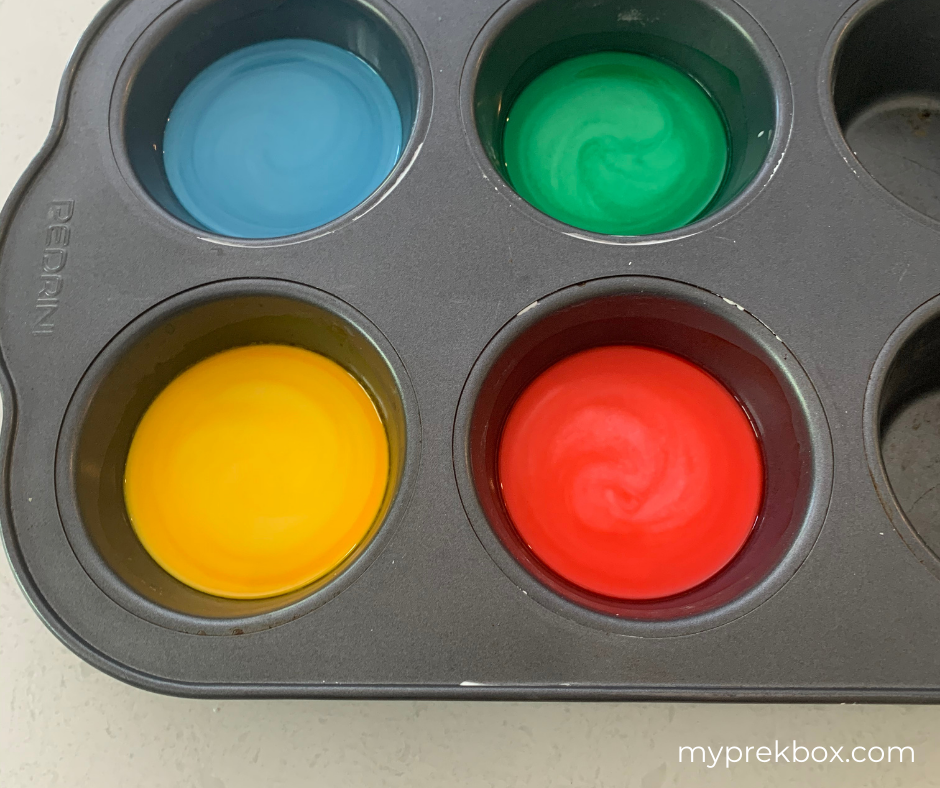 making of chalk paint - colors in muffin tin