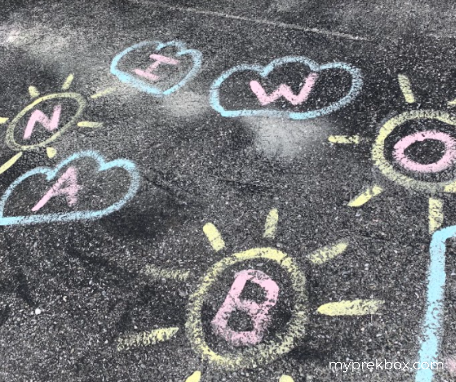 cloud alphabet game - with chalk paint