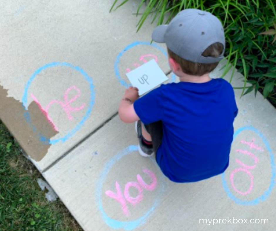 sight word race - with chalk paint