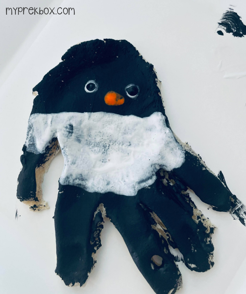 penguin salt dough handprint preschool christmas craft
