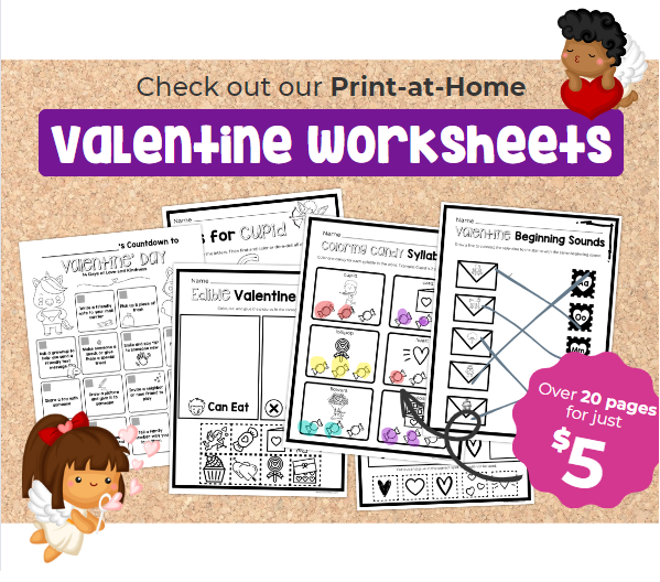 valentine workheets for kids