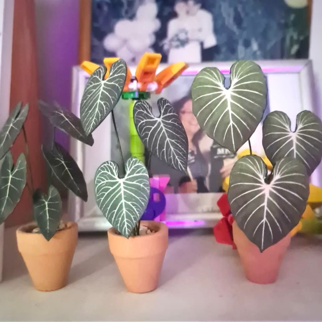A paper plant made by Danielle alongside 2 other paper plants