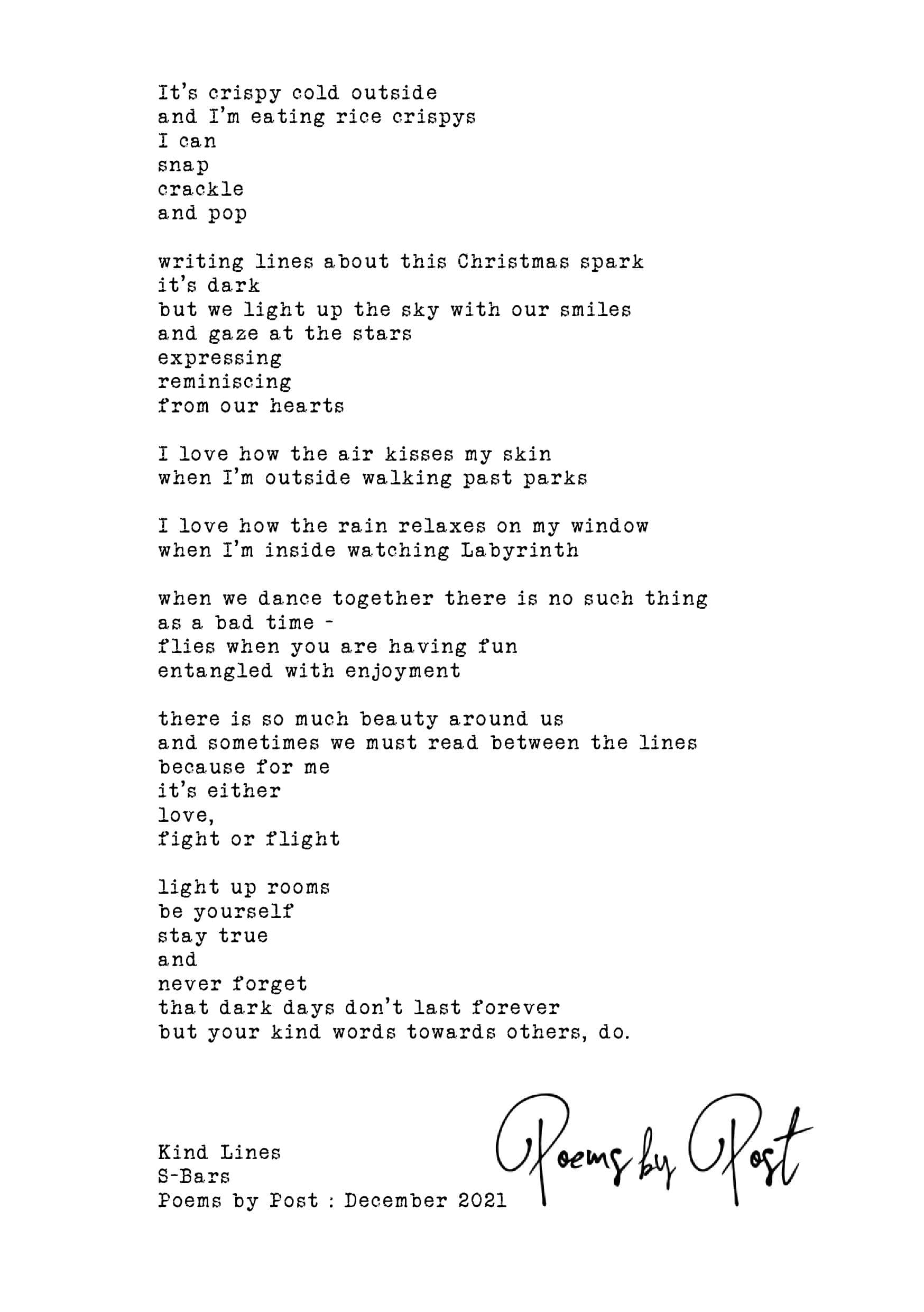 Kind Lines poem