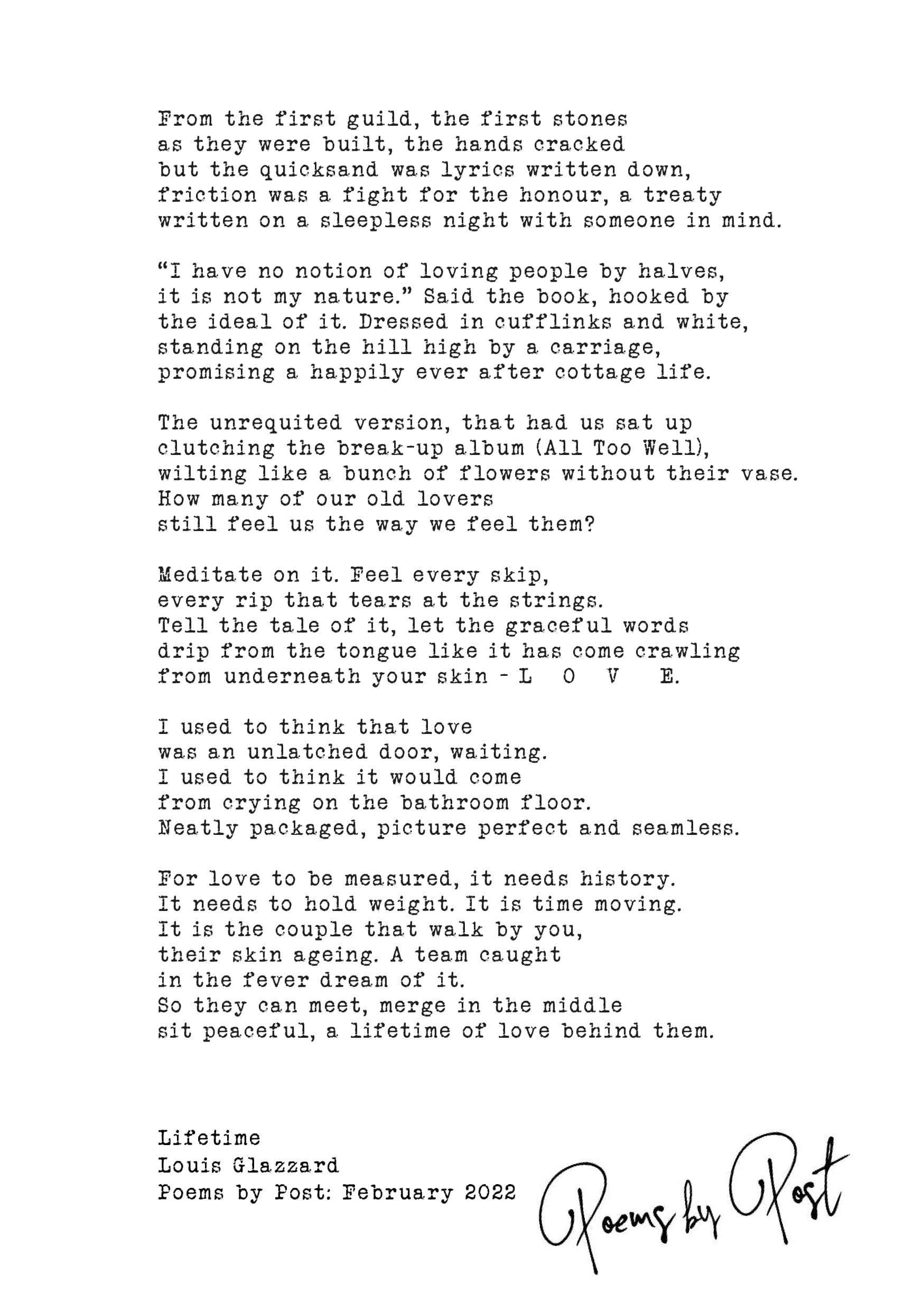 Lifetime poem