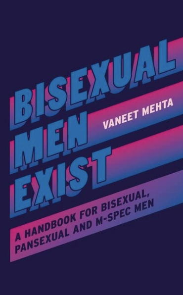 Cover of Bisexual Men Exist. The title in blue and pink on a darker blue background.