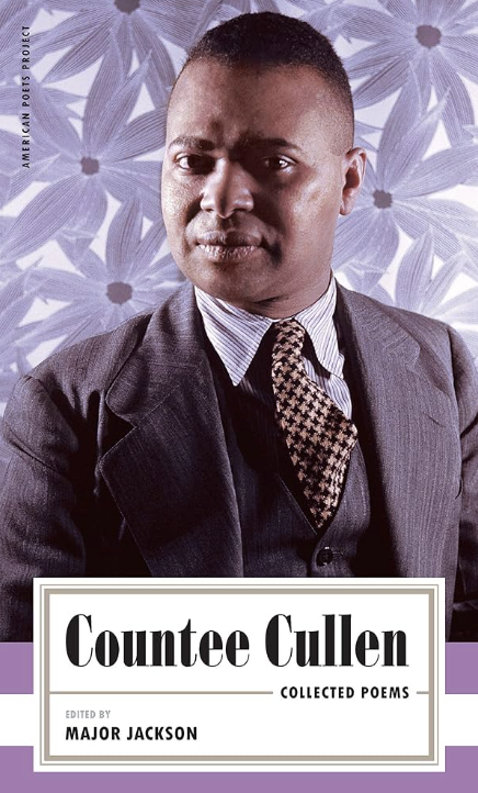 Cover of Countee Cullen: Collected Poems. Photo of the author on a background of purple flowers.