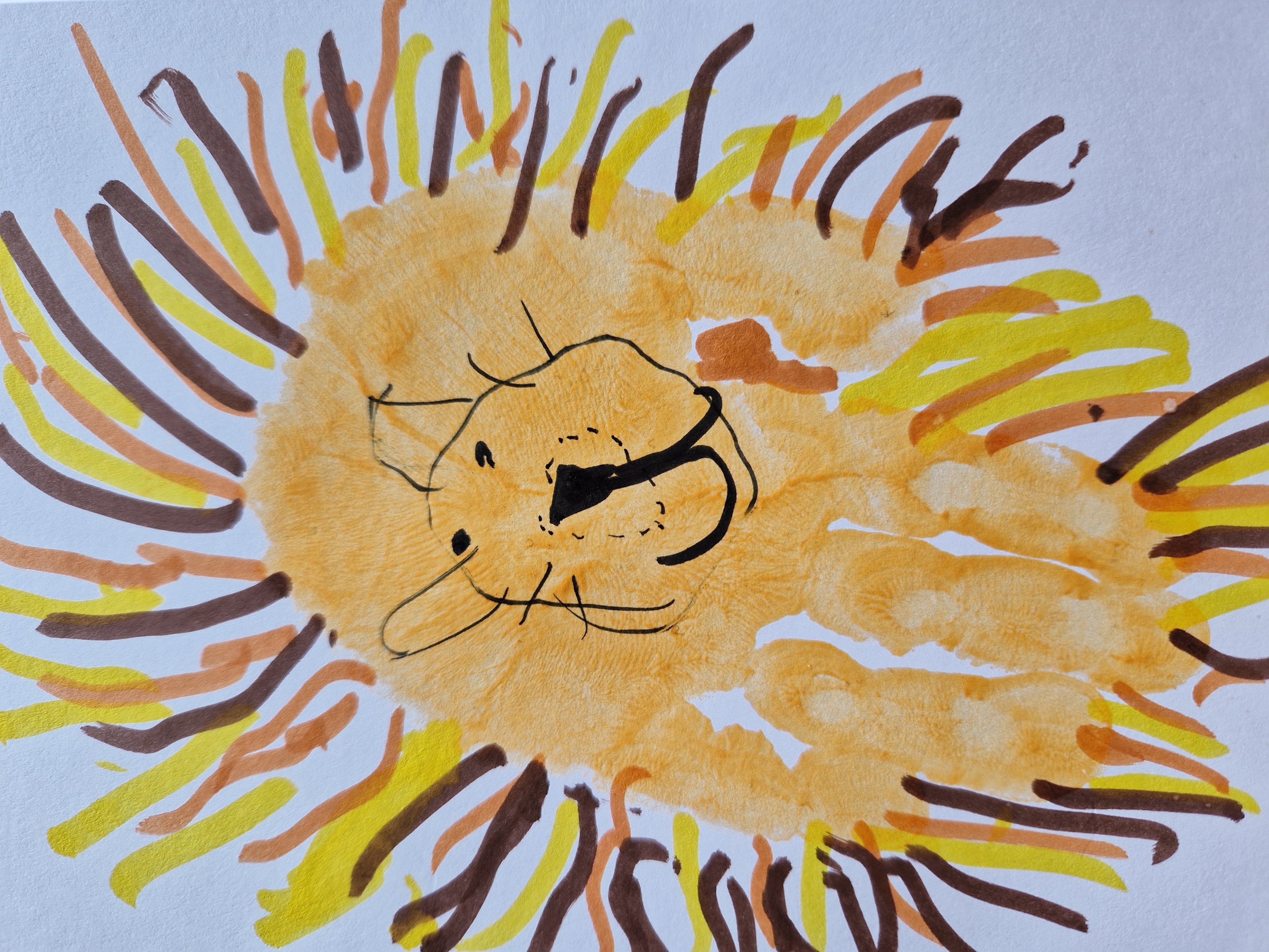 Lion painted hand print card