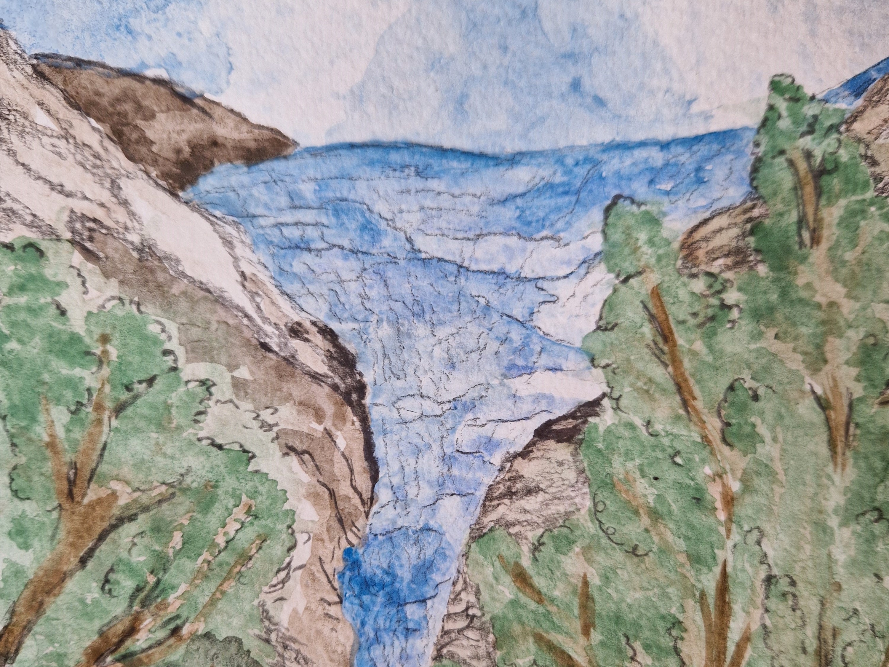 Watercolour painting of Briksdal Glacier