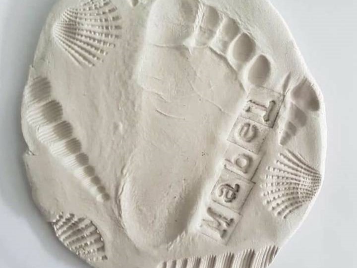 Shell and footprint clay keepsake