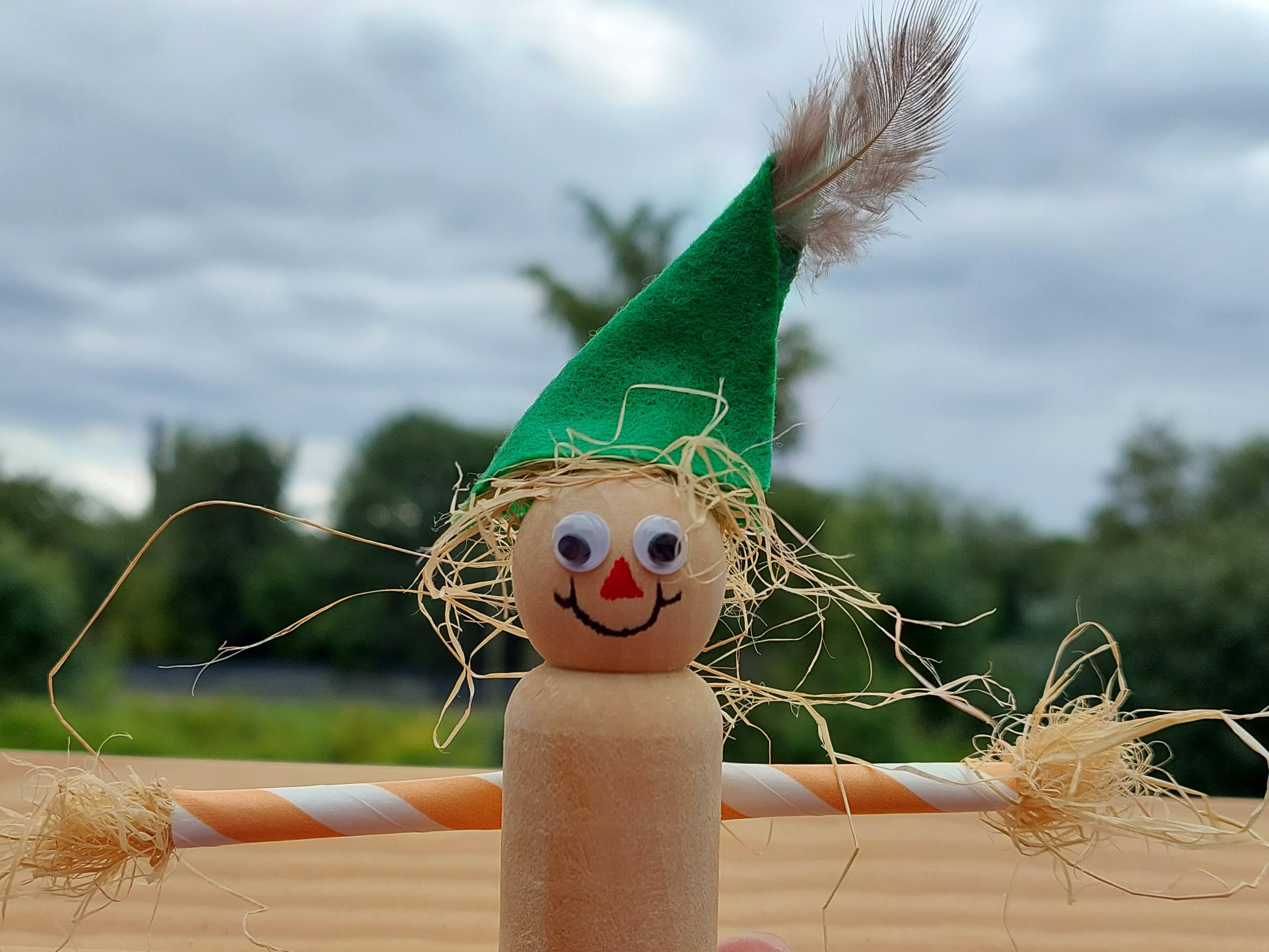 wooden doll scarecrow craft idea