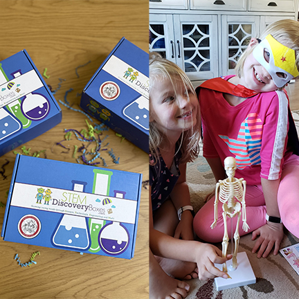 Girls building skeleton model